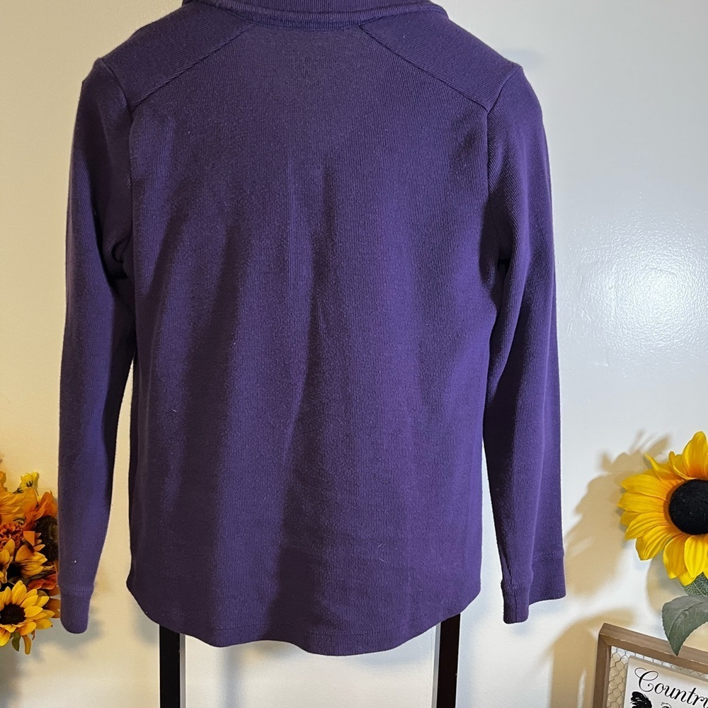 Karen Scott Sport Purple Waffle Knit Snap Button Long Sleeve Top Size S - Picture 3 of 4